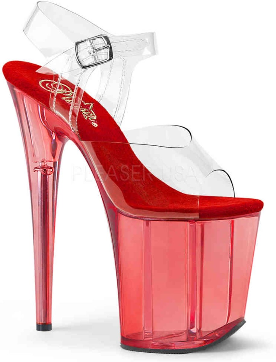 EU 37 = US 7 | FLAMINGO-808T | 8 Heel, 4 Tinted PF Ankle Strap Sandal